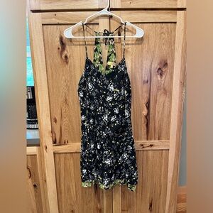 Princess Vera Wang Juniors L Multicolor Floral Sleeveless Tie Neck Dress